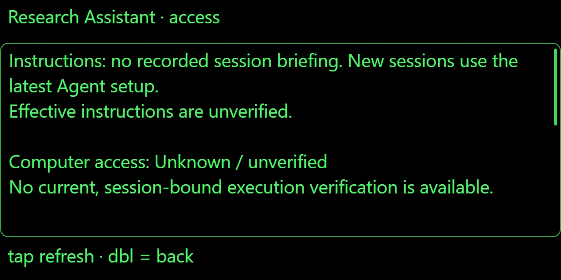 The G2 display stating an agent's computer access is unknown and unverified, with its approval setting
